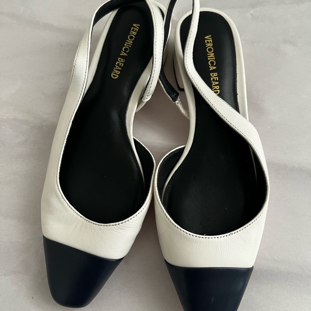 Veronica Beard Black and White Slingback Heels